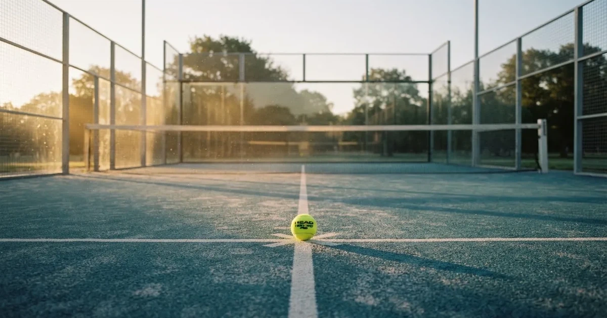 A ball on the centre spot of a grass pitch in morning light